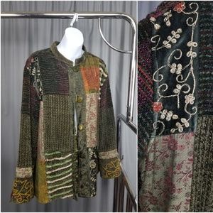 Soft Green Vintage Patchwork Coat Jacket